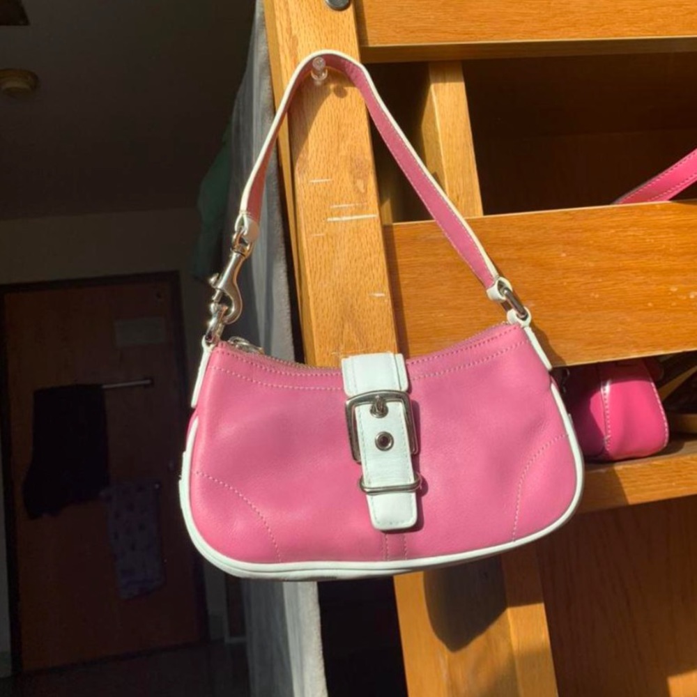 Coach Vintage Demi Hampton flap buckle mini shoulder bag.